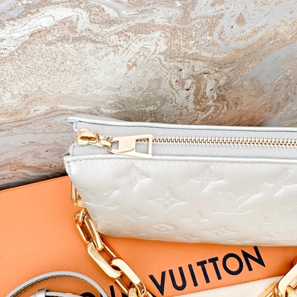 Louis Vuitton Coussin BB Monogram Silver Lambskin Embossed Crossbody Bag - Picture 11 of 12